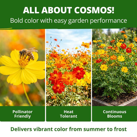 Bright Lights Cosmos Seeds - 400 Seeds - Easy-Grow Annual Mix