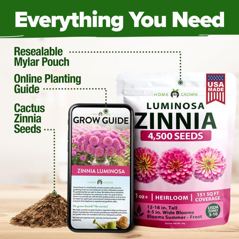 Luminosa Zinnia Seeds - 4,500 Seeds - Bright Pink Blooms (1oz)