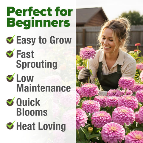 Dwarf Zinnia Seeds Mix - 17,000 Seeds - Cut-and-Come-Again Blooms