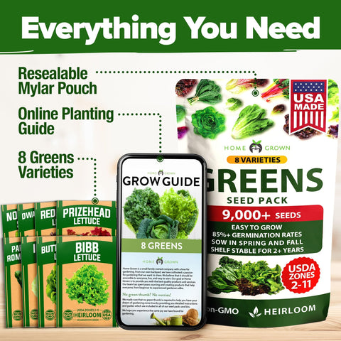 Lettuce and Leafy Greens Seeds - (8 Variety)