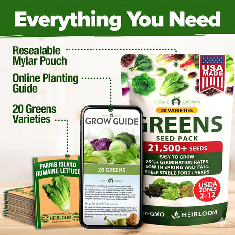Lettuce Seed Pack - 20 Varieties (21,600+ Seeds) - Salad Greens Mix