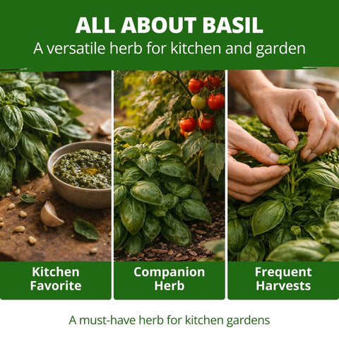 Sweet Italian Basil Seeds - 712 Seeds (2.5g) - Large-Leaf Heirloom
