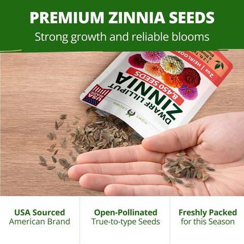 Lilliput Mix Zinnia Seeds - 8,450 Seeds (2oz) - Small 1.5-2