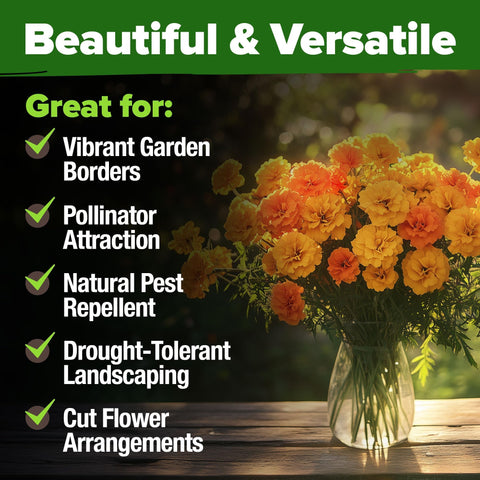Crackerjack Marigold Seeds - 5,600 Seeds - Tall Orange & Gold Blooms