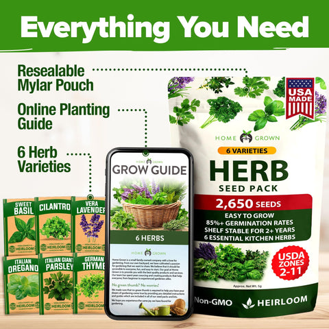 Herb Seed Pack - 6 Culinary Varieties - Indoor & Outdoor
