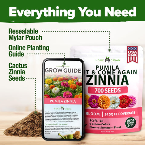 Dwarf Zinnia Seeds Mix - 700 Seeds - Cut-and-Come-Again Blooms
