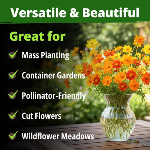 Bright Lights Cosmos Seeds - 5,000 Seeds - Easy-Grow Annual Mix (1.5oz)