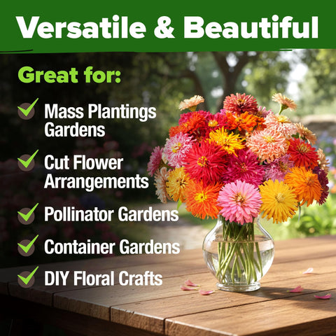 Cactus Mix Zinnia Seeds - 5,550 Seeds - Large Cut-Flower Blooms (1.5oz)