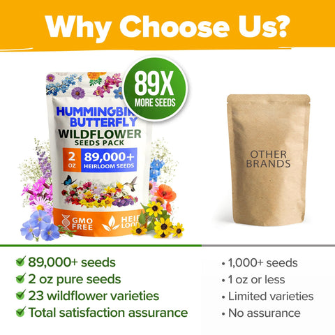 Wildflower Seed Mix - 89,000+ Seeds (2 oz) - 23 Varieties