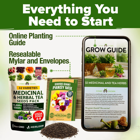 Medicinal Herb Seed Pack - 32 Varieties - Tea & Wellness Garden