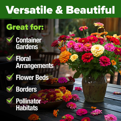 California Giant Zinnia Seeds - 2 oz - Six-Color Double Blooms