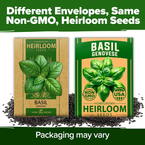 Genovese Basil Seeds Kit – 1,750 Non-GMO Heirloom Seeds with Pots & Soil for Indoor/Outdoor Growing
