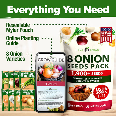 Onion Seed Pack - 8 Varieties - High Germination