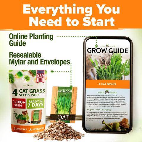 Cat Grass Seed Pack - 4 Varieties - USA-Harvested