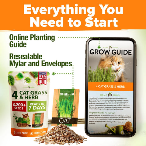 Cat Grass & Herb Seed Pack - 4 Varieties - For Indoor Cats