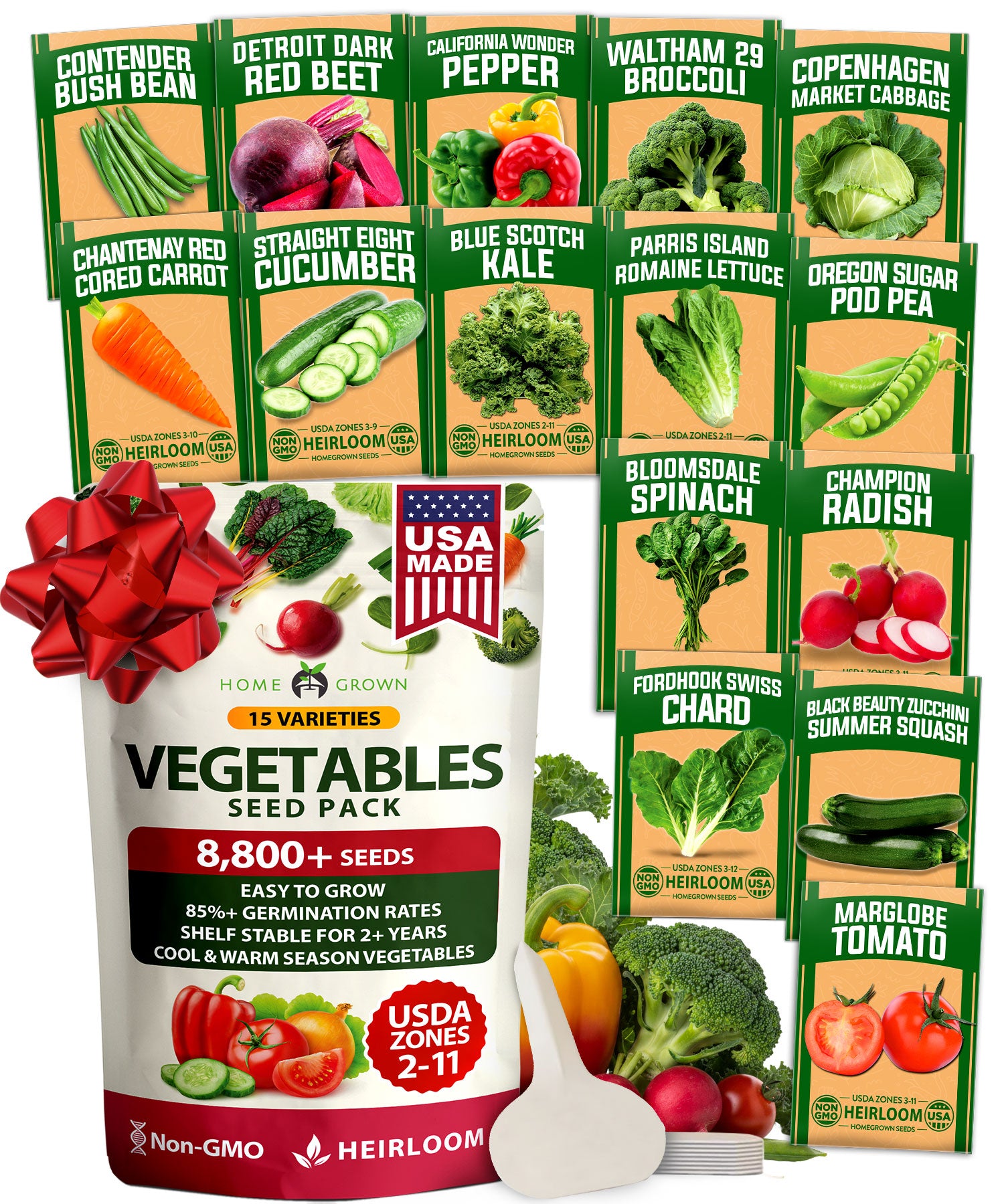 non gmo vegetable garden seeds Vegetable Seeds Kit – 15 Heirloom Varieties