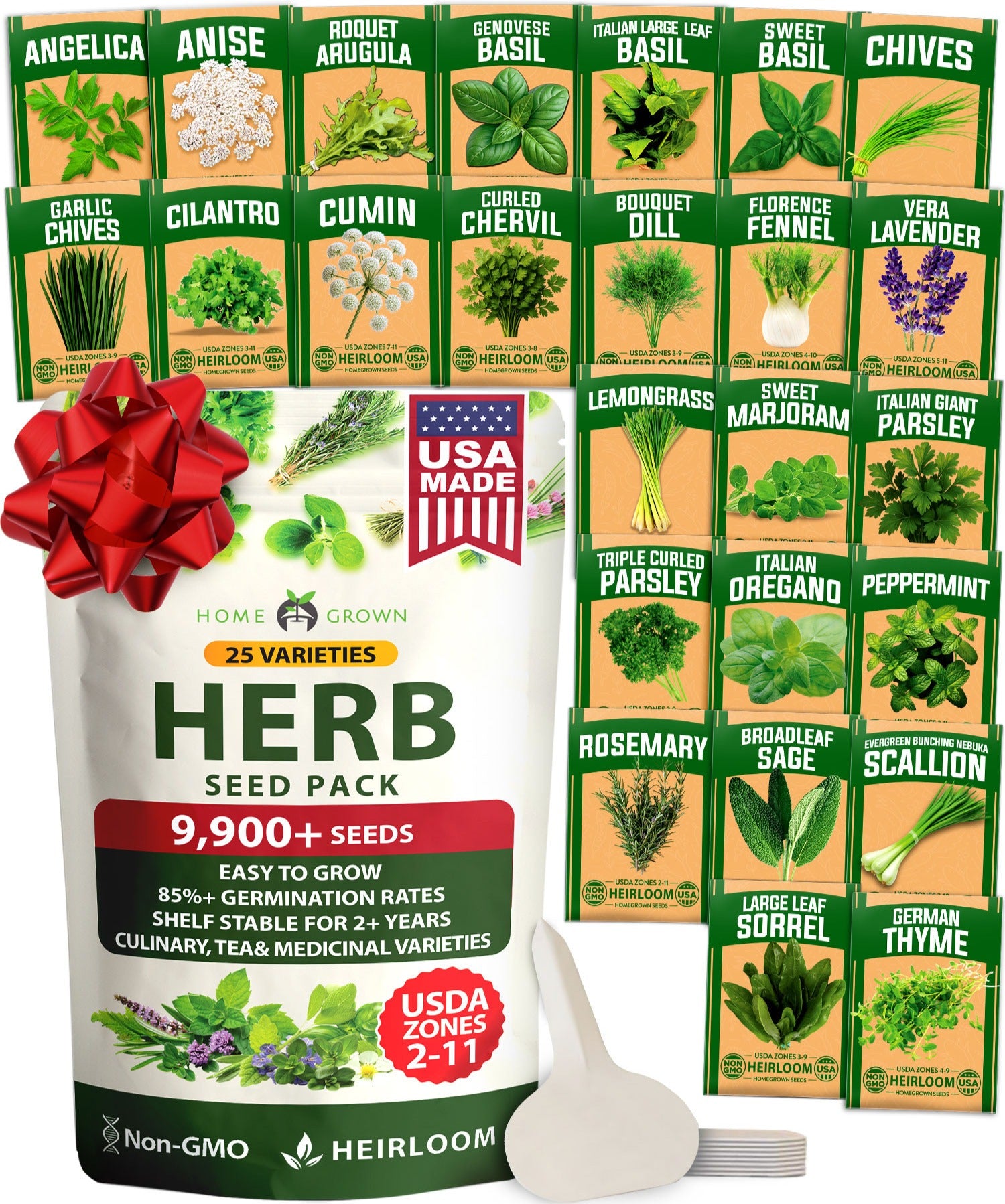 best seeds for herb garden Culinary Herb Seeds, 25 Varieties, 9900+ ct, USA Grown