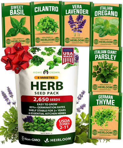 Herb Seed Variety Pack – 6 Non-GMO Culinary Herbs for Indoor, Outdoor & Hydroponic Growing