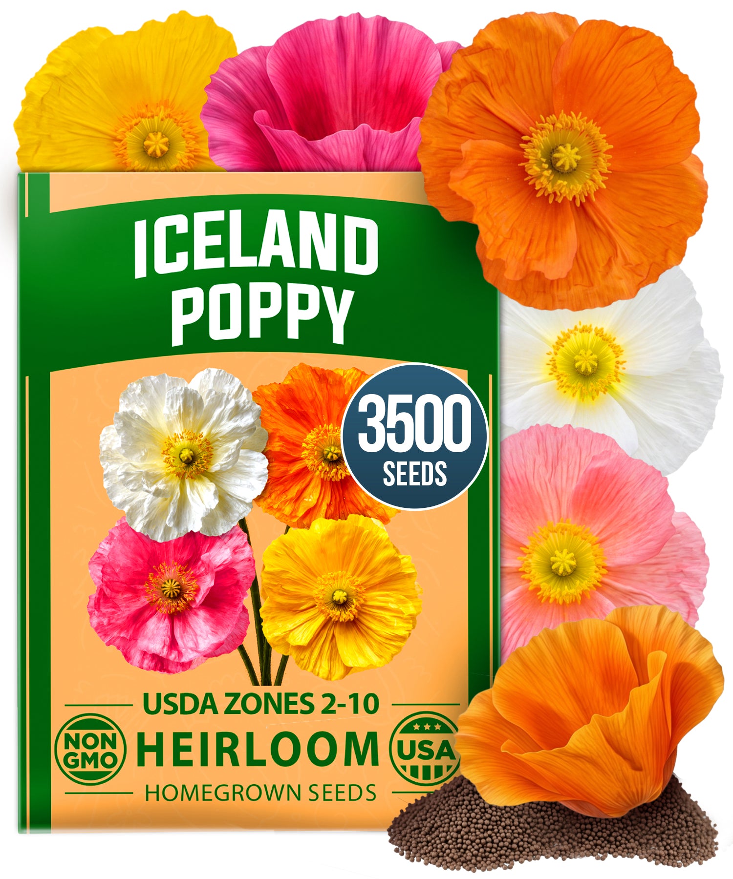 HOME GROWN Iceland Poppy Seeds – 3500 Seeds (0.60g), Spring 2026, Papaver nudicaule, Perennial Flower Seeds for Planting Outdoors