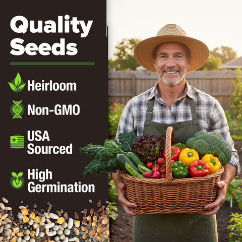 Fall & Winter Vegetable Seed Pack – 9600+ Non-GMO Heirloom Seeds for Cold-Season Gardening – Easy-Grow Cool Weather Veggies,…
