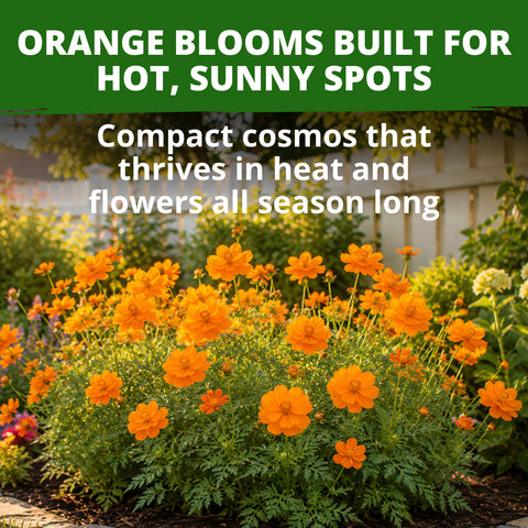 HOME GROWN Dwarf Orange Sulphur Cosmos Seeds (Cosmos sulphureus) – 2,000 Heirloom Non-GMO Flower Seeds (15g), Compact Orange & Yellow Blooms, Heat & Drought Tolerant, Pollinator-Friendly for Spring 2026 Planting