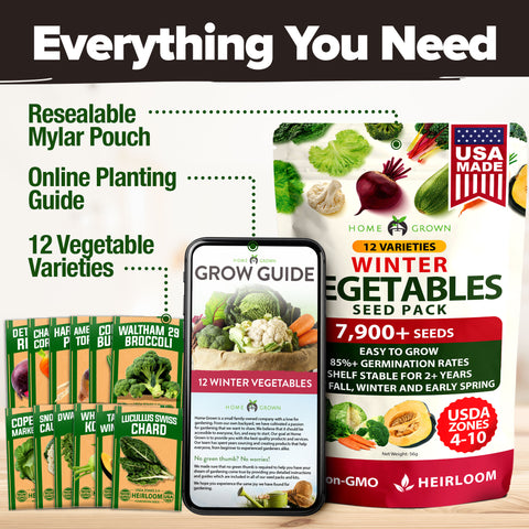 12 Winter Vegetable Seed Pack – Non-GMO, Heirloom Garden Seeds for Cold-Season Growing – High Germination, USA-Sourced Variety Kit
