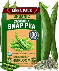 Organic Snap Pea Seeds – Cascadia Heirloom Variety (100 Seeds)