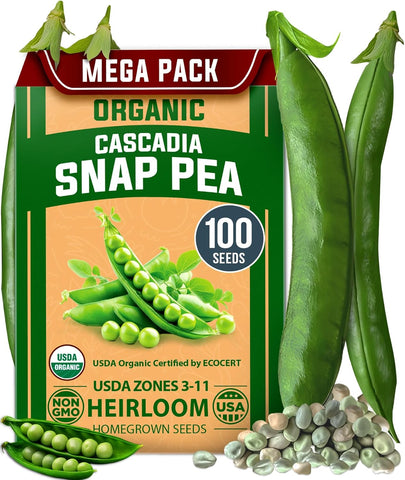 garden peas seeds Cascadia Snap Pea Seeds, 100 ct, Organic Heirloom