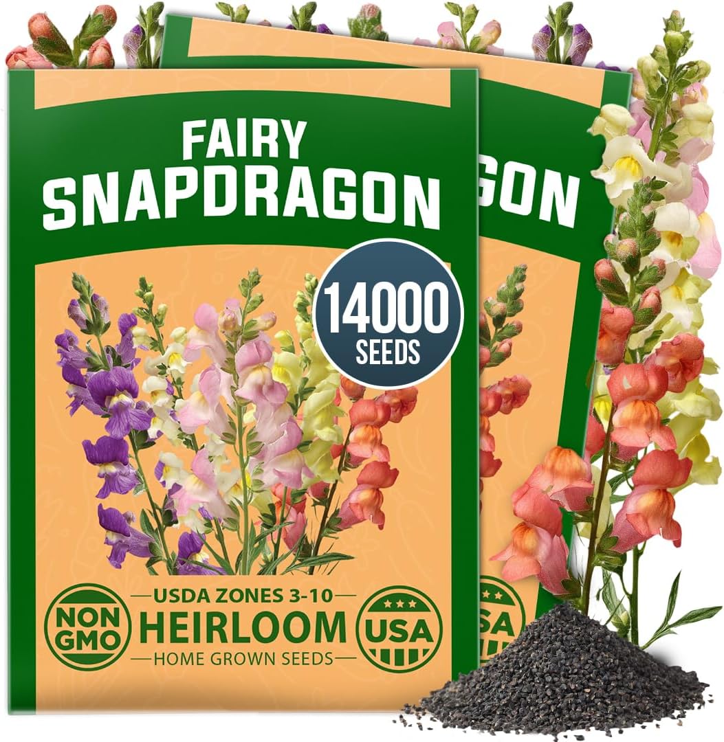 HOME GROWN Fairy Snapdragon Seeds (Linaria maroccana) – 14,000 Heirloom Non-GMO Flower Seeds, Pastel Toad-Shaped Blooms, Pollinator Friendly Cool-Season Flowers