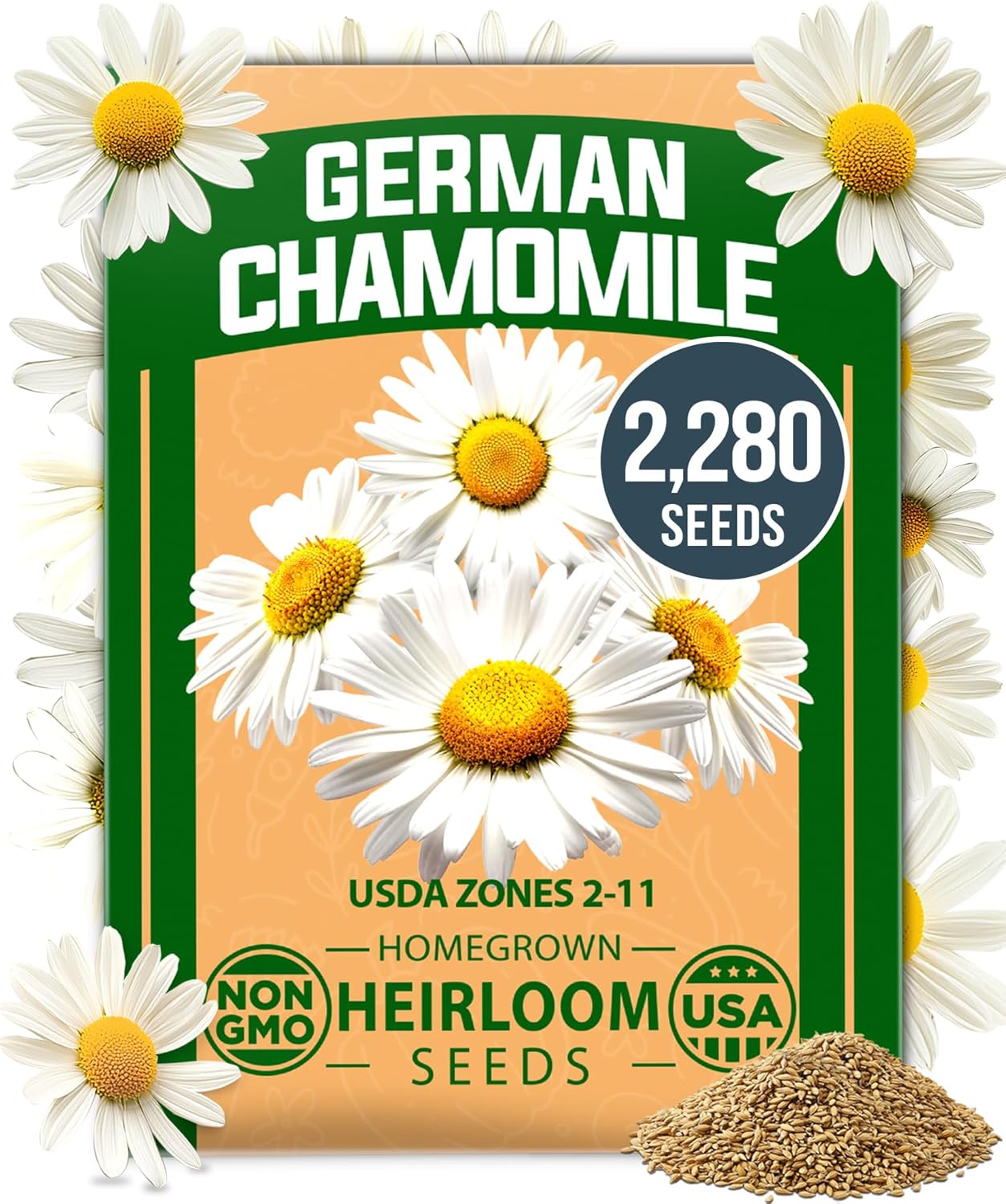 Chamomile Seeds – German Heirloom Variety (2,280 Seeds)
