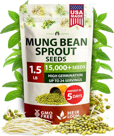 Mung Bean Sprouting & Microgreens Seeds – High-Yield Non-GMO Pack (15,000+ Seeds / 1.5 lbs)