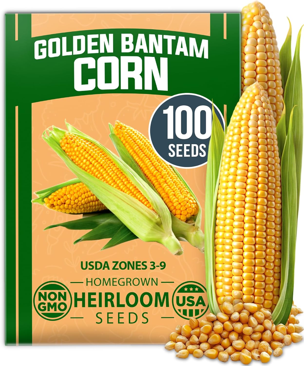 best corn seed for home garden Golden Bantam Heirloom Corn Seeds, 100 ct, USA Grown