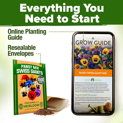 Pansy Mix Swiss Giant Seeds – Heirloom Viola Variety (1,500 Seeds)