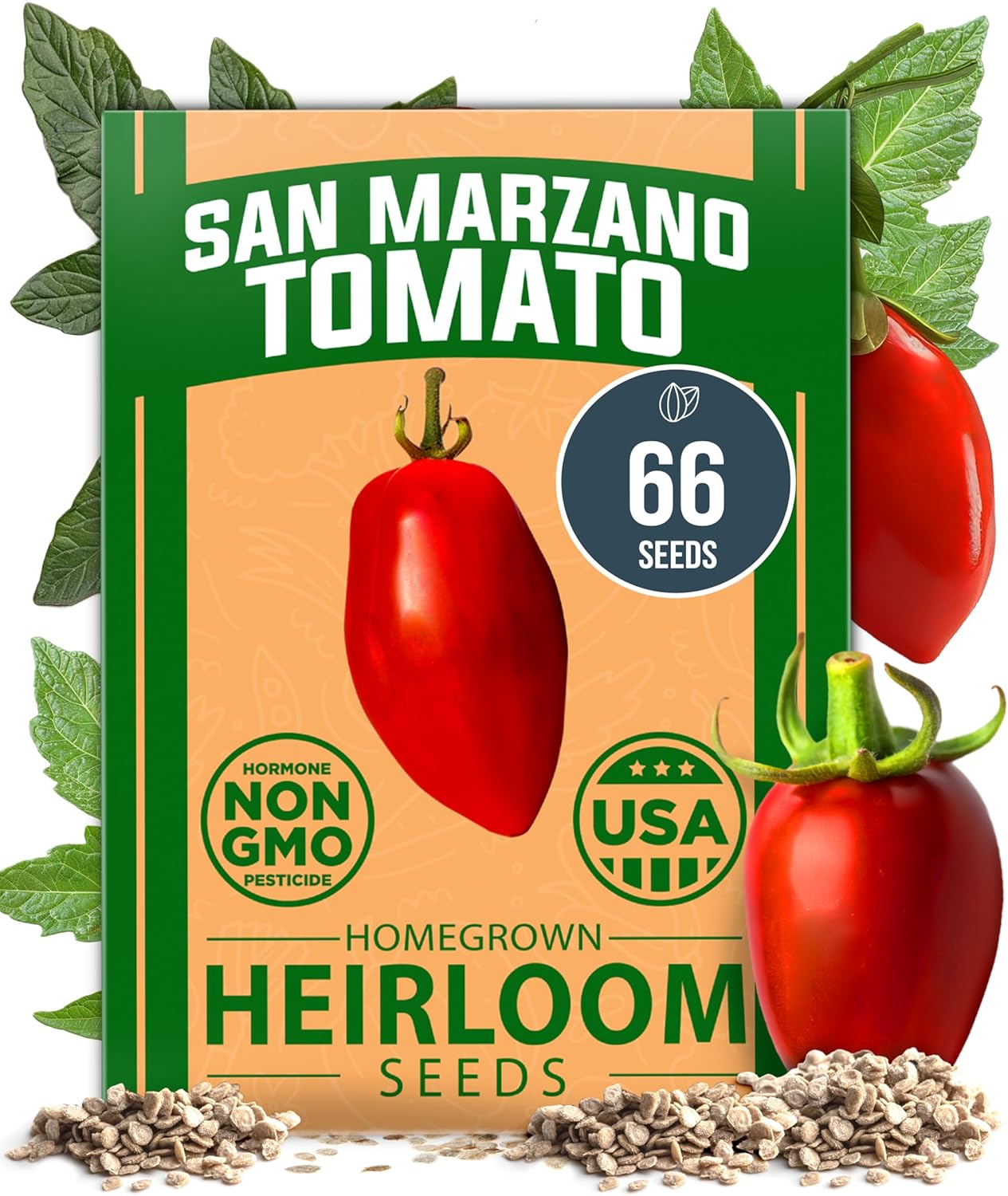 San Marzano Tomato Seeds – Authentic Heirloom, Non-GMO, High Germination, Indoor/Outdoor & Hydroponic Gardening