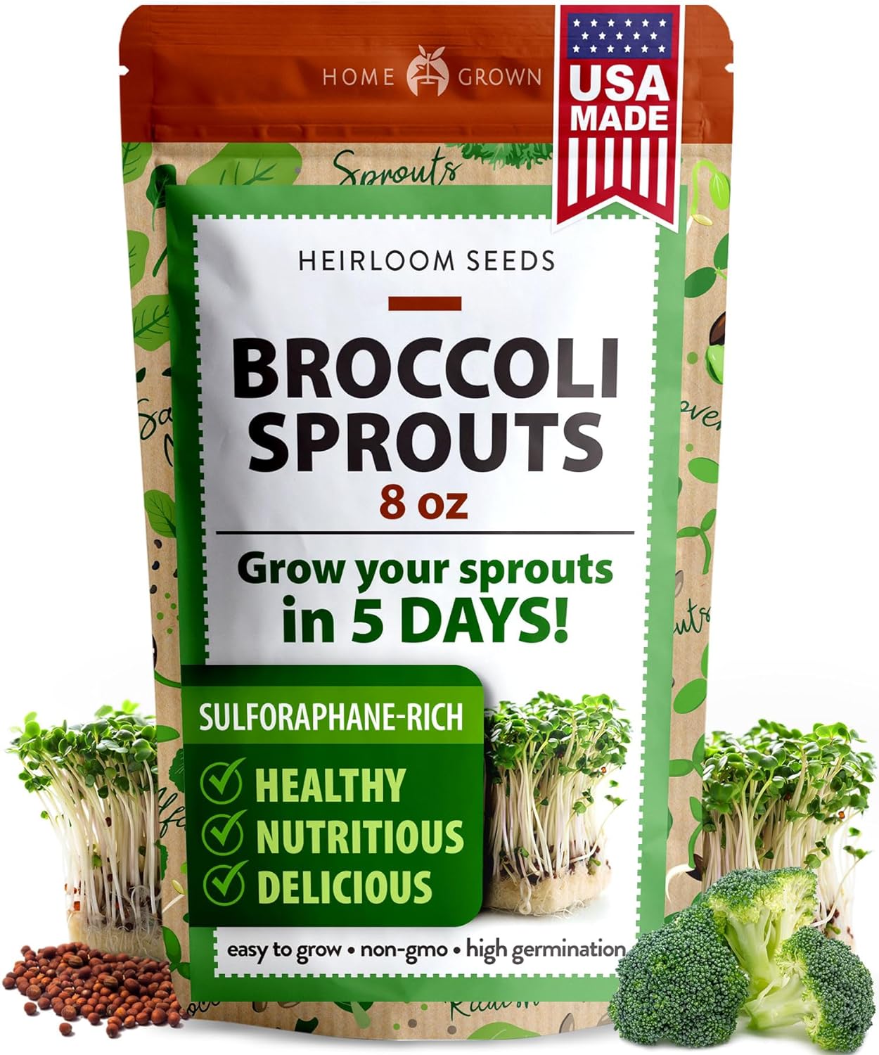 8oz Broccoli Seeds for Sprouting