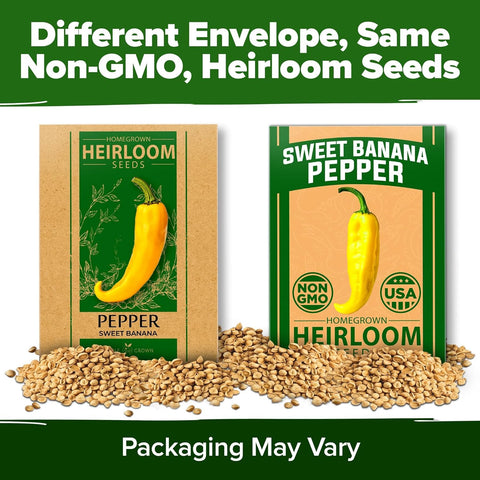 Banana Pepper Seeds – 188 Non-GMO Heirloom Vegetable Seeds for High-Germination Growing