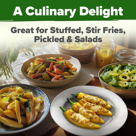 Banana Pepper Seeds – 94 Non-GMO Heirloom Seeds for High-Germination Outdoor Growing