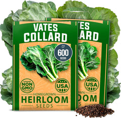 Vates Collard Seeds 2 Pack - 600 Non-GMO Seeds