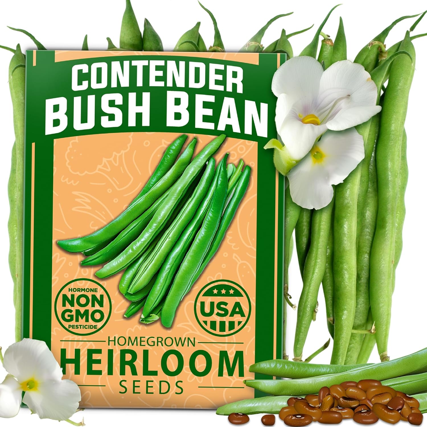 Contender Bush Bean Seeds, 28 ct, Non-GMO