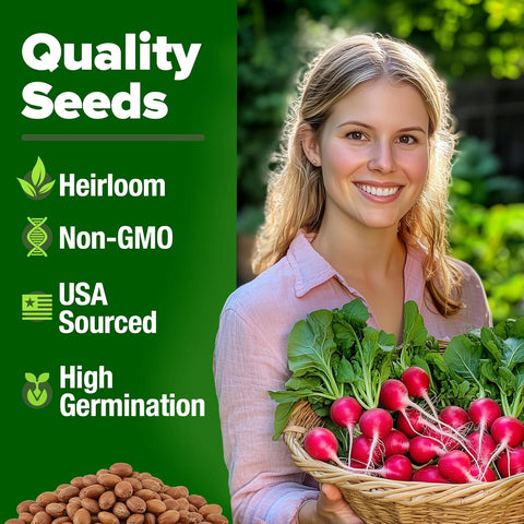 Cherry Belle Radish Seeds – 800+ USA-Grown Non-GMO Heirloom Seeds for Fast 22-Day Harvest