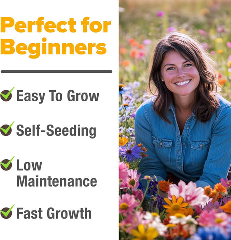 89,000+ Wildflower Seeds Mix – 23 Non-GMO Varieties for Pollinators & Perennial Gardens