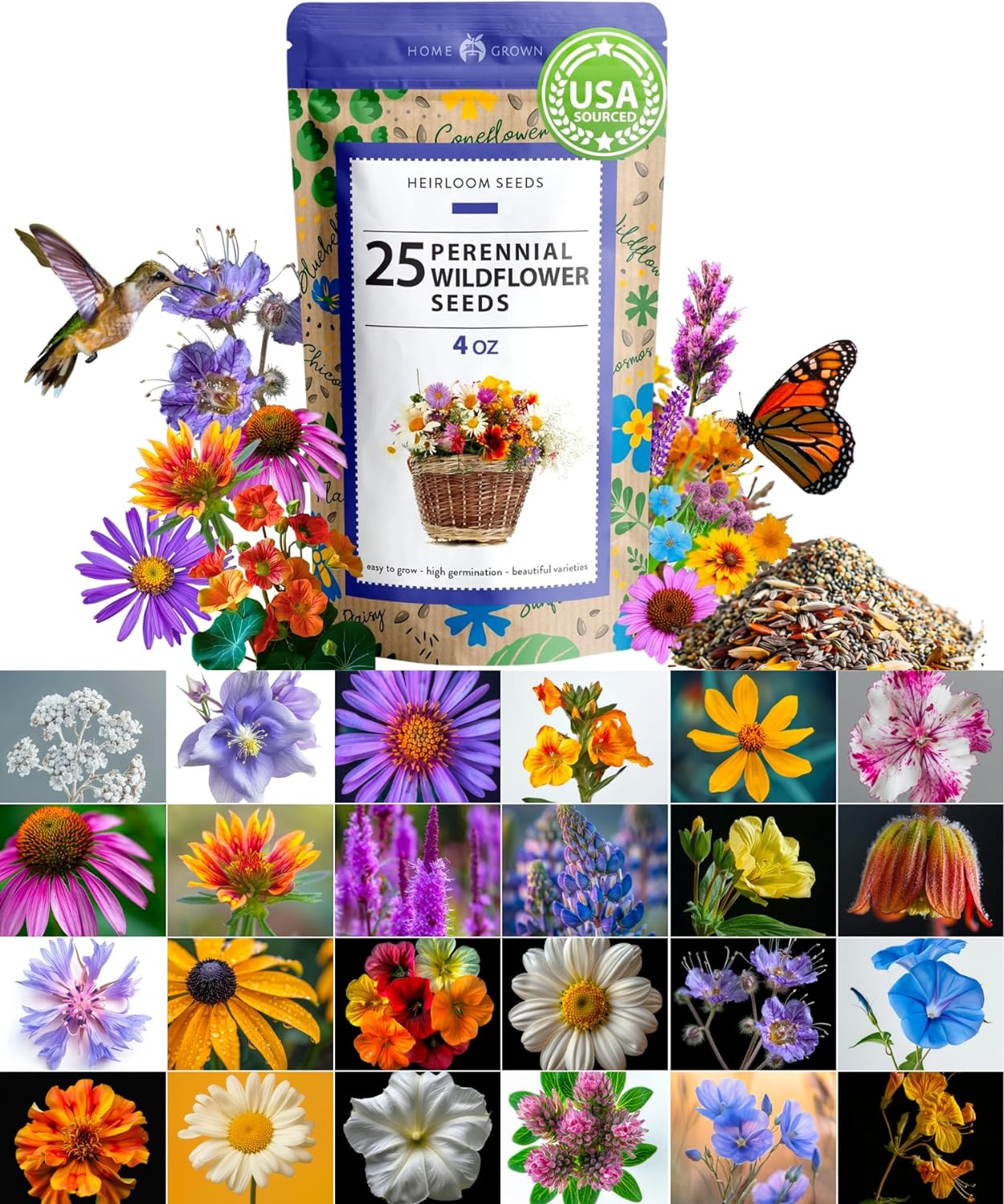 fall wildflowers seeds Wildflower Seeds Perennial Mix, 25 Variety, 4oz