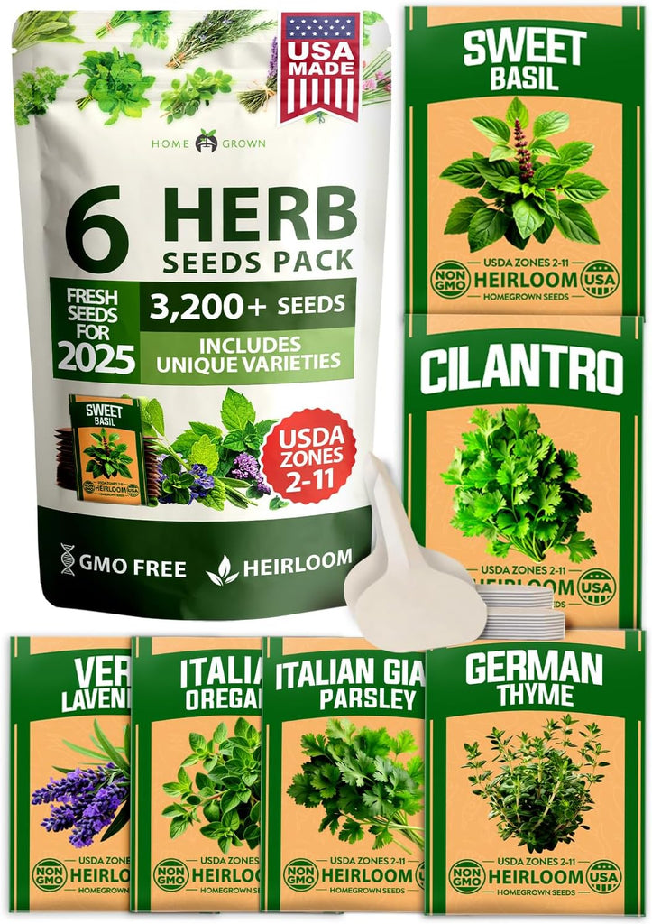 Herb Seed Variety Pack – 6 Non-GMO Culinary Herbs for Indoor, Outdoor & Hydroponic Growing