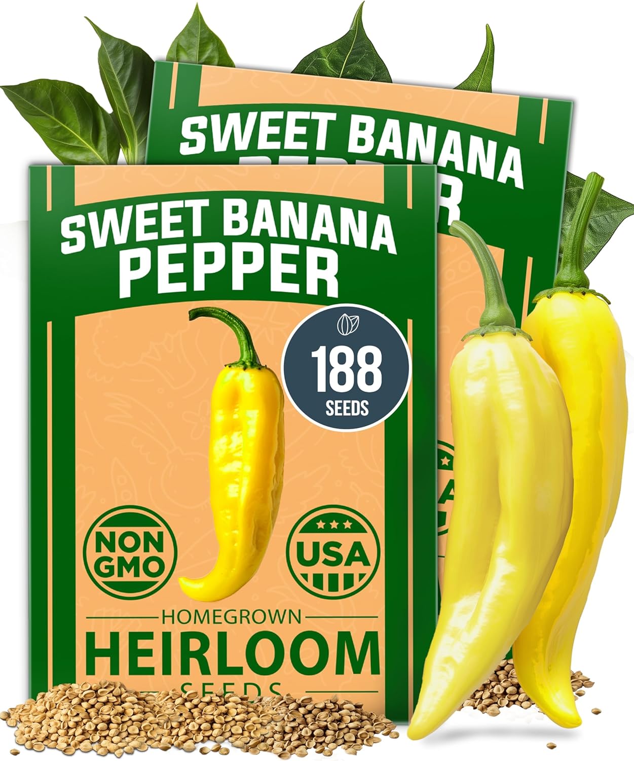 Banana Pepper Seeds – 188 Non-GMO Heirloom Vegetable Seeds for High-Germination Growing