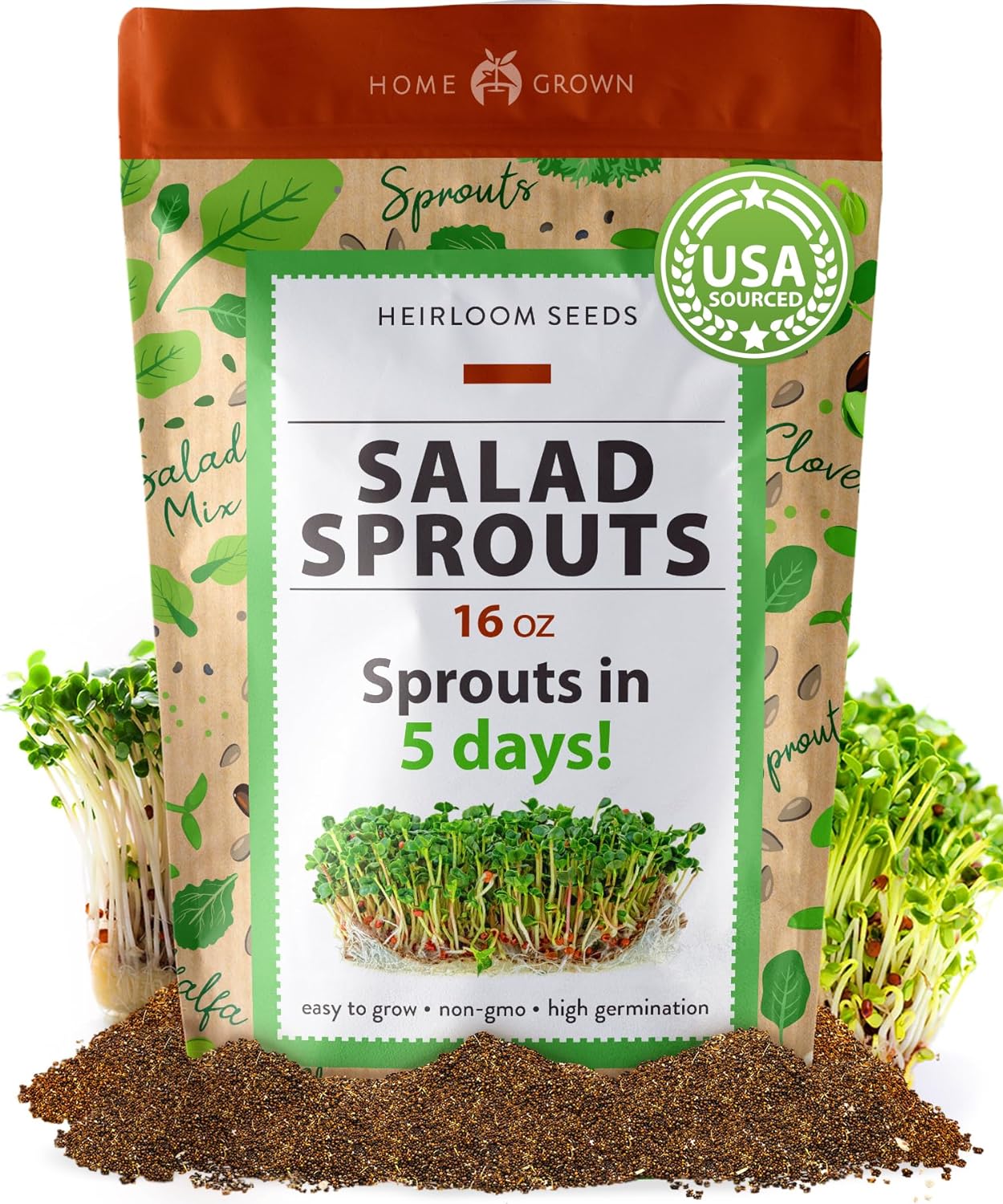 garden seeds bulk Sprouts and Microgreens Seeds Bulk Mix, 16oz, USA Grown
