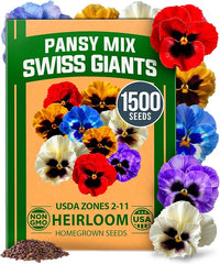 Pansy Mix Swiss Giant Seeds – Heirloom Viola Variety (1,500 Seeds)