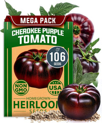 Cherokee Purple Tomato Seeds – Heirloom, Non-GMO, High Germination Rate, Easy to Grow, Ideal for Indoor, Outdoor & Hydroponi…