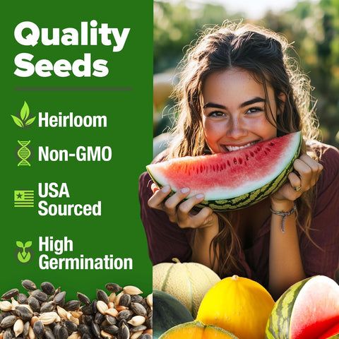 Heirloom Melon Seeds Variety Pack – 200+ Non-GMO Seeds of 5 Sweet Melon Types for Home Garden Growing, photo 2