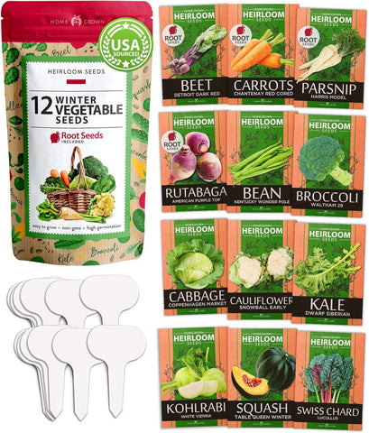12 Winter Vegetable Seed Pack – Non-GMO, Heirloom Garden Seeds for Cold-Season Growing – High Germination, USA-Sourced Variety Kit