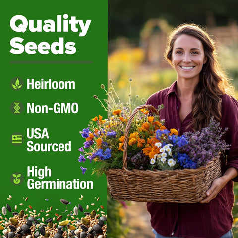 outdoor garden seeds Medicinal Herb Seeds Variety Pack, 32 Heirloom, Non-GMO